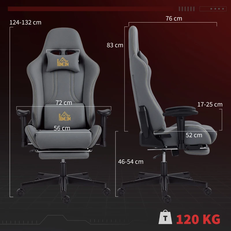 Scaun Gaming Rotativ cu Tetieră și Suport Lombar - imagine 2