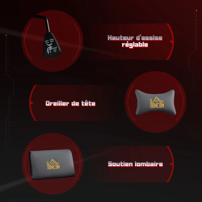 Scaun Gaming Rotativ cu Tetieră și Suport Lombar - imagine 4